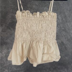 H&M Tan Ruched Peplum Cami Top | Size S